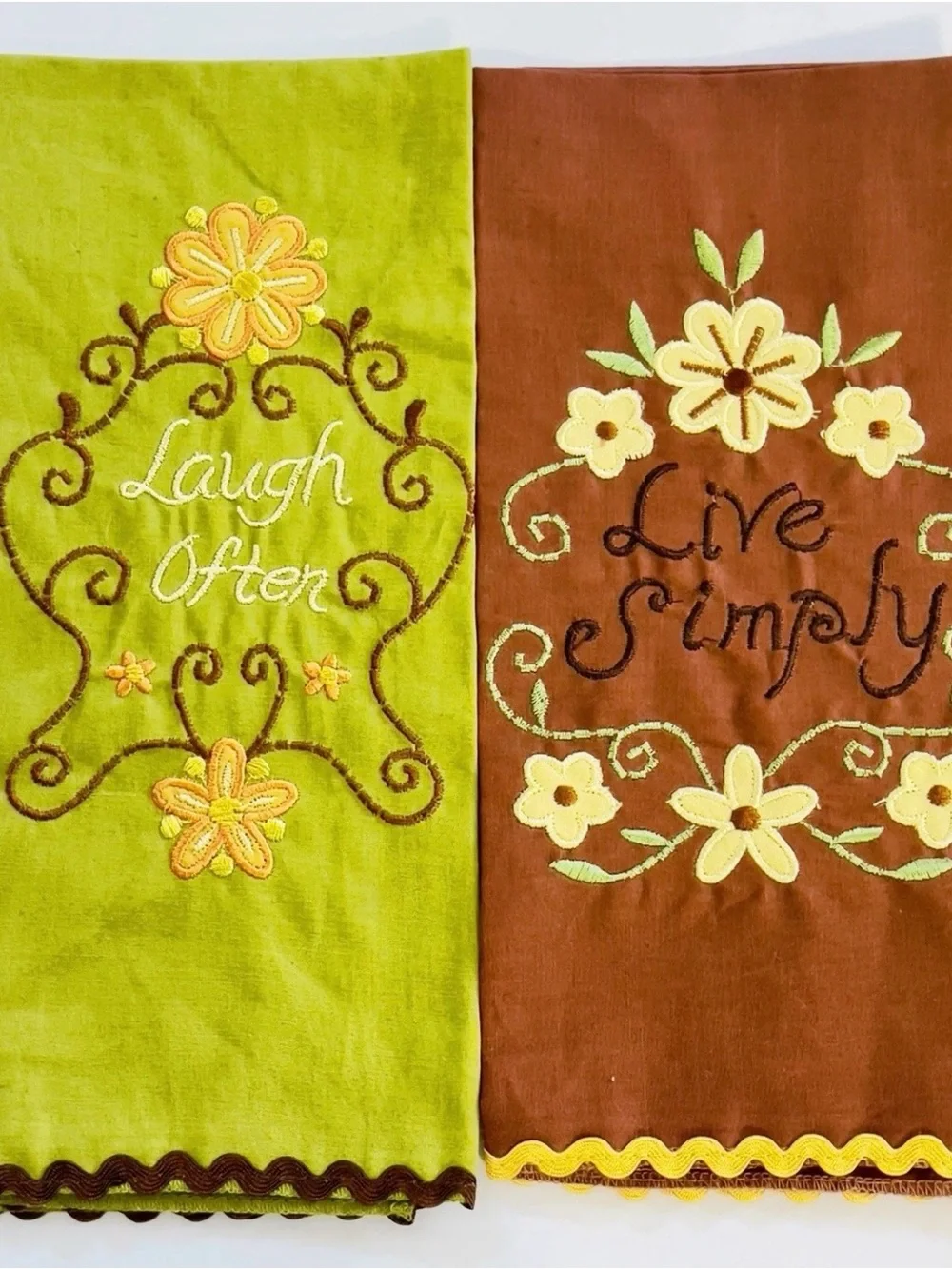 Kitchen Tea Towels Inspirational Retro Floral Embroidered Decorative Farmhouse
